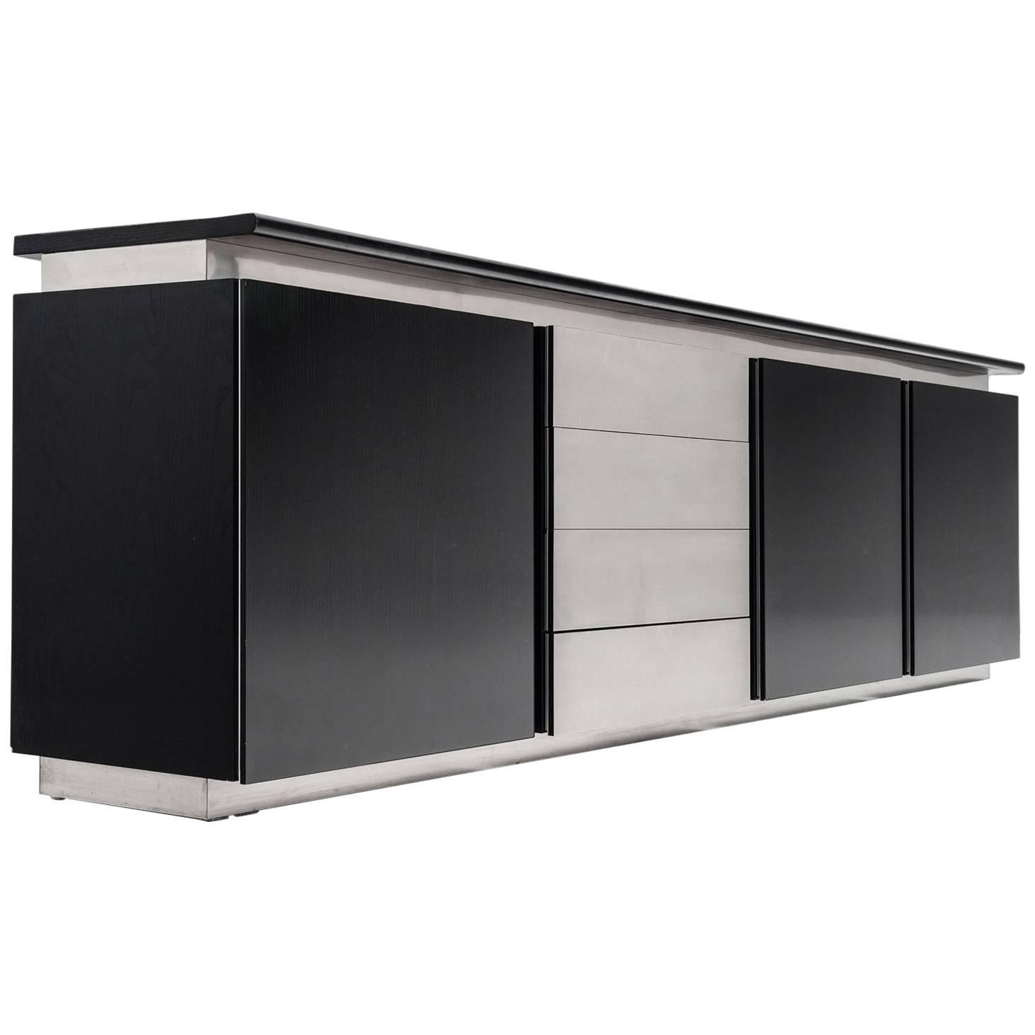 Ludovico Acerbis for Acerbis Sideboard in Stained Oak and Aluminium