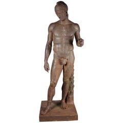 Monumental Iron Statue of a Classical Male Nude, Ares Borghese, 19th Century