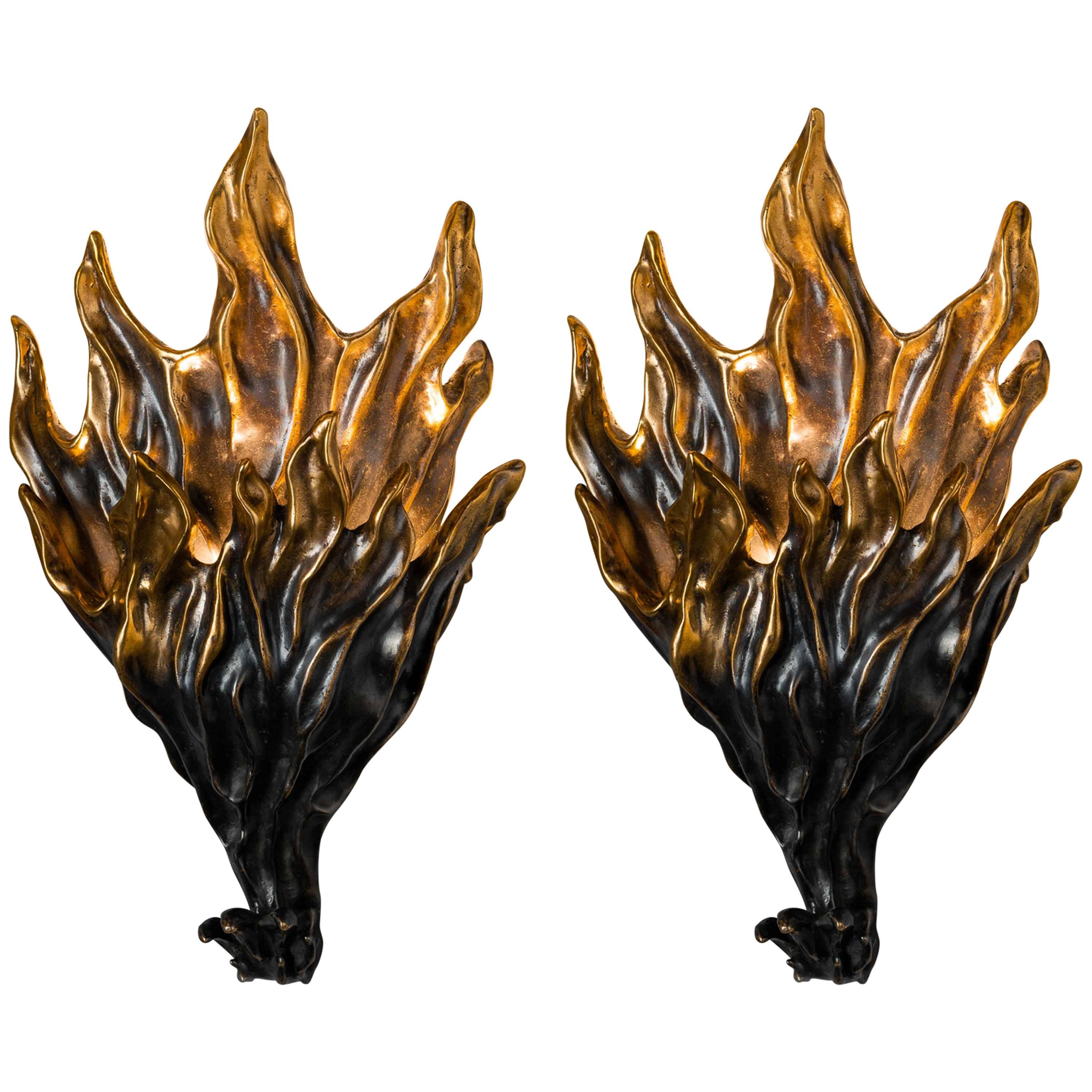 Mattia Bonetti Pair of Sconces 'Fires I' and 'Fires II' For Sale