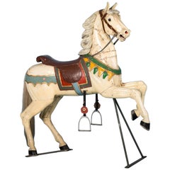 Antique cheval de manège peint du 19ème siècle