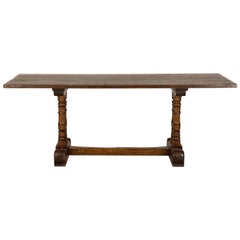 Antique French Trestle Dining Table in Solid Oak, circa 1700s
