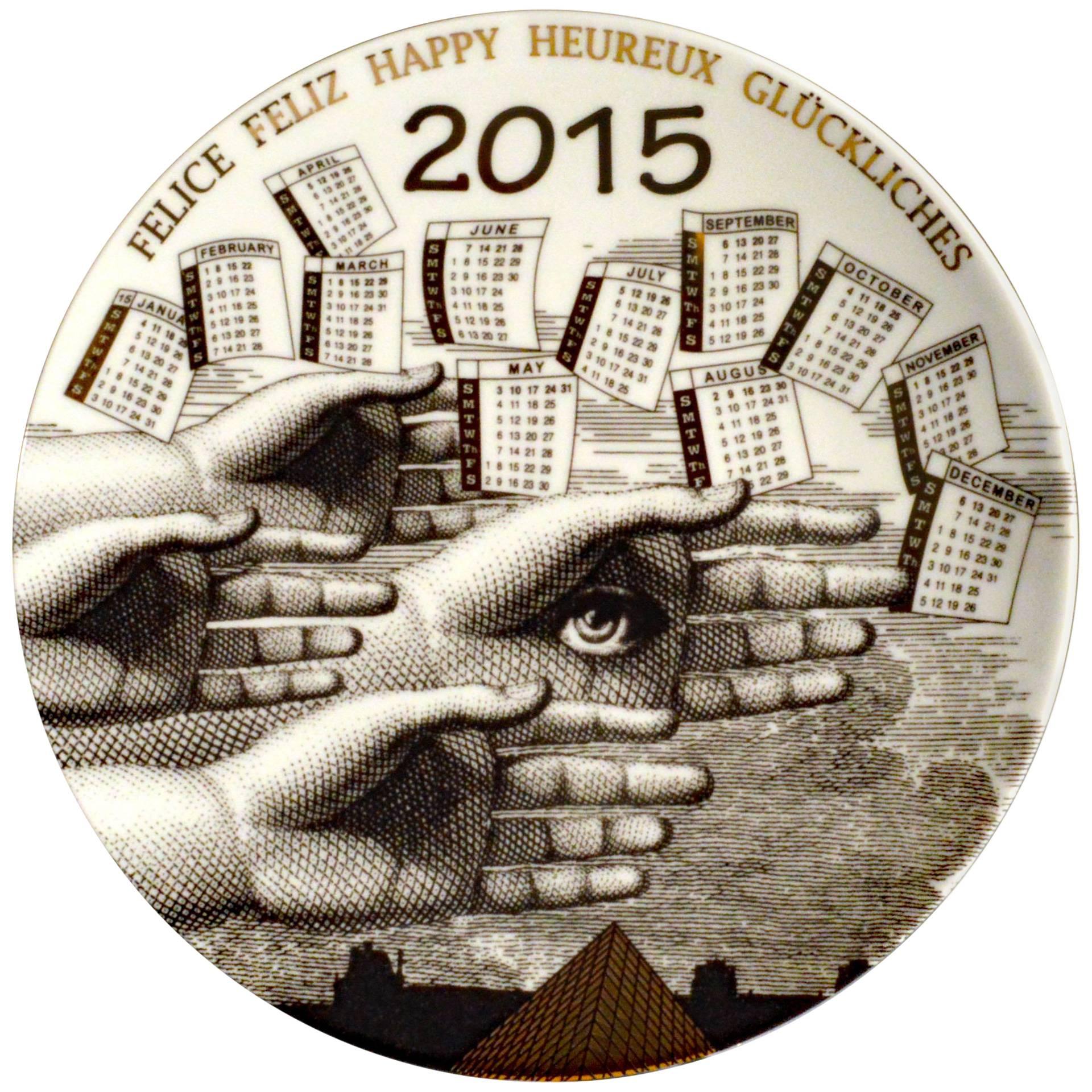 Barnaba Fornasetti Porcelain Calendar Plate 2015, Number 150 of 700 Made
