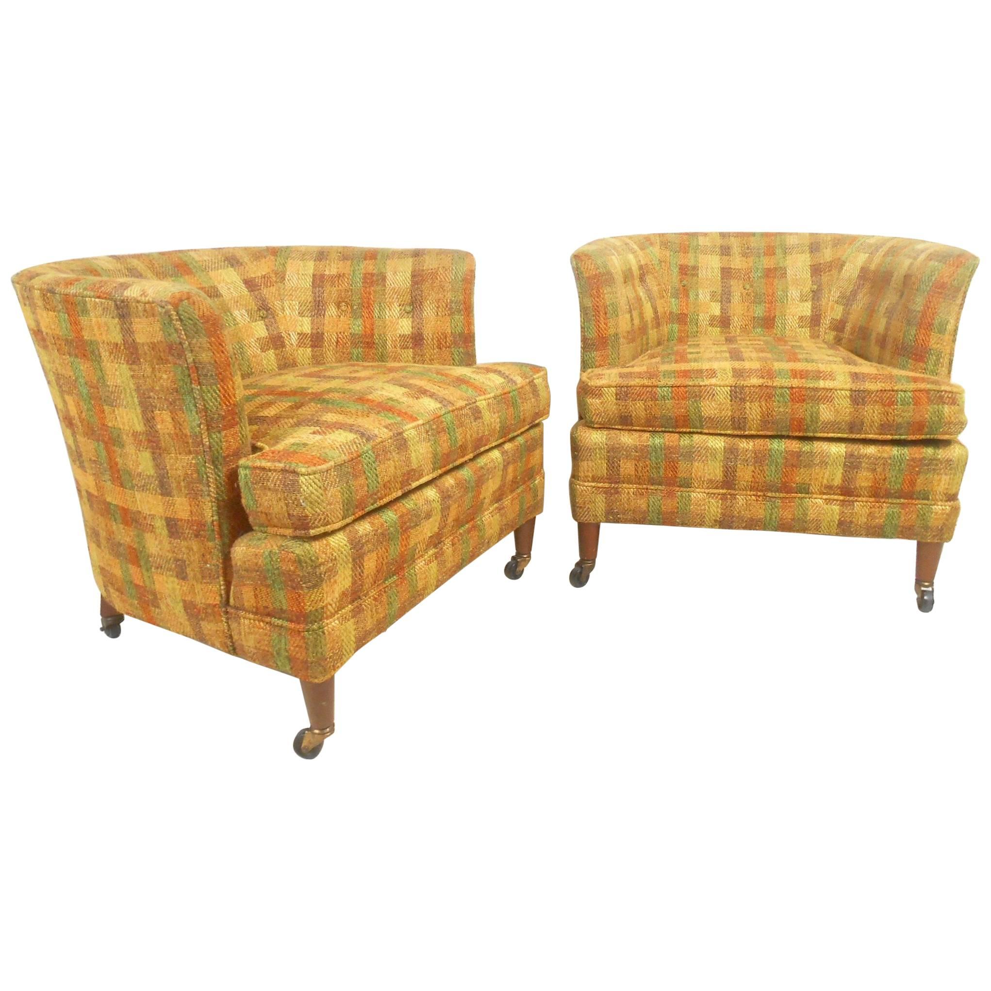 Pair of Vintage Modern Club Chairs