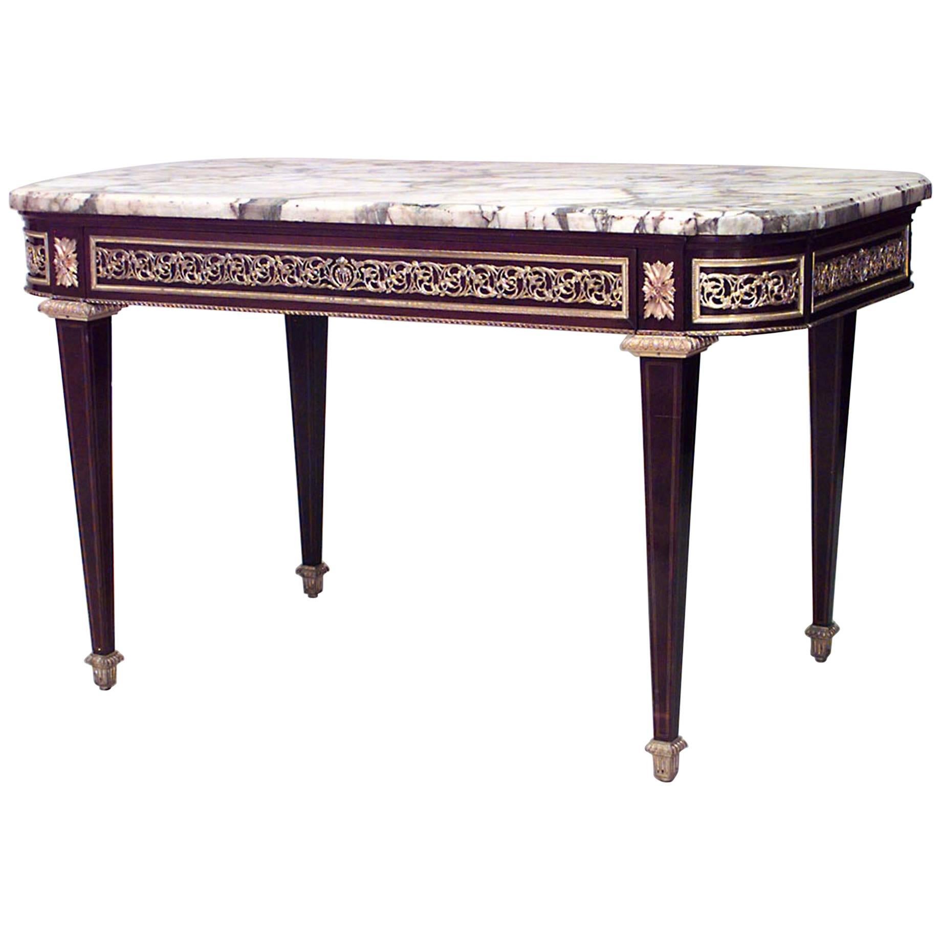 French Louis XVI Style Marble Top Center Table