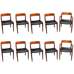 Set of Ten Model 75 Niels Moller Teak Dining Chairs