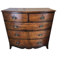 English Georgian Period Bow Front Chest in Mahogany, 18th Century