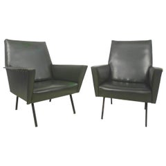 Pair of Retro Modern Winged Arm Lounge Chairs