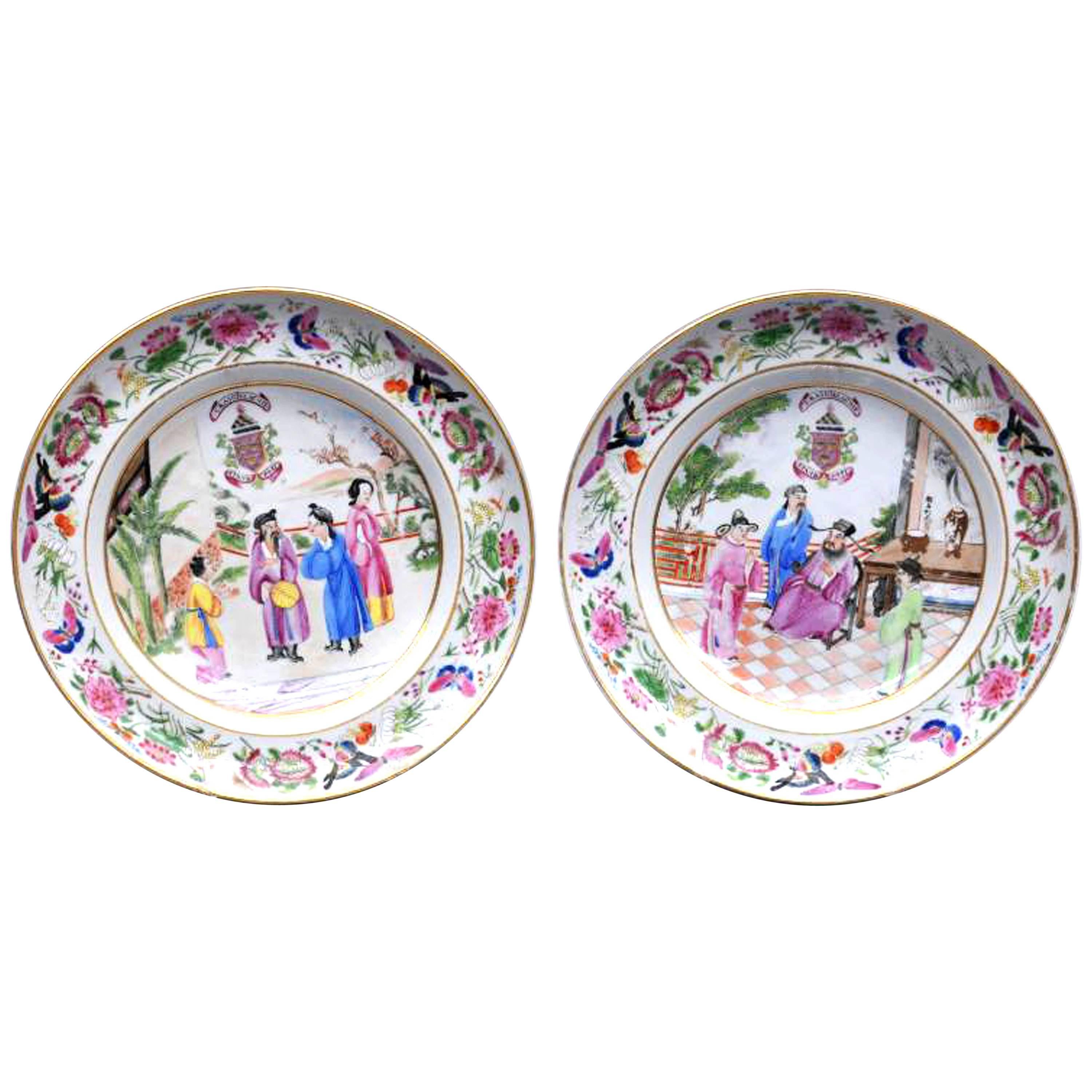 Chinese Export Armorial Porcelain Soup Plates, Arms of Grant, circa 1810