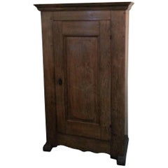 17th Century Barock Solid Oak Wood Bread Cabinet with Skid Base