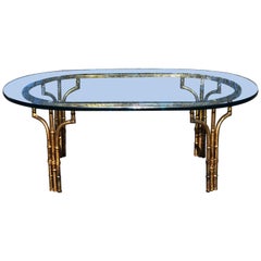 Vintage Gilt Faux Bamboo Oval Coffee Table