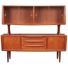 Vintage Danish Modern Teak China Cabinet Sideboard by H.P. Hansen