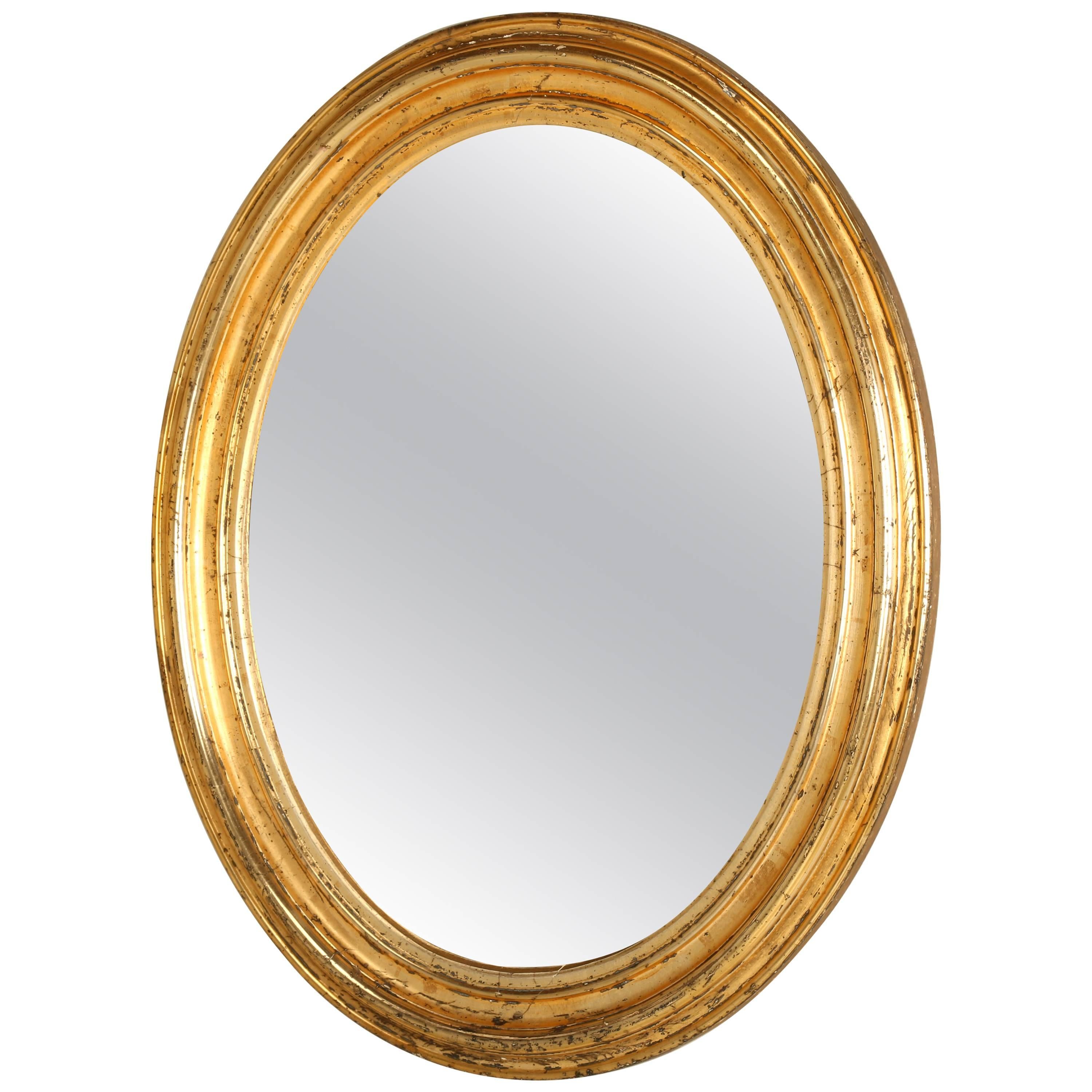 Antique French Oval Gilt Mirror, Still in Its Original Beautiful Condition