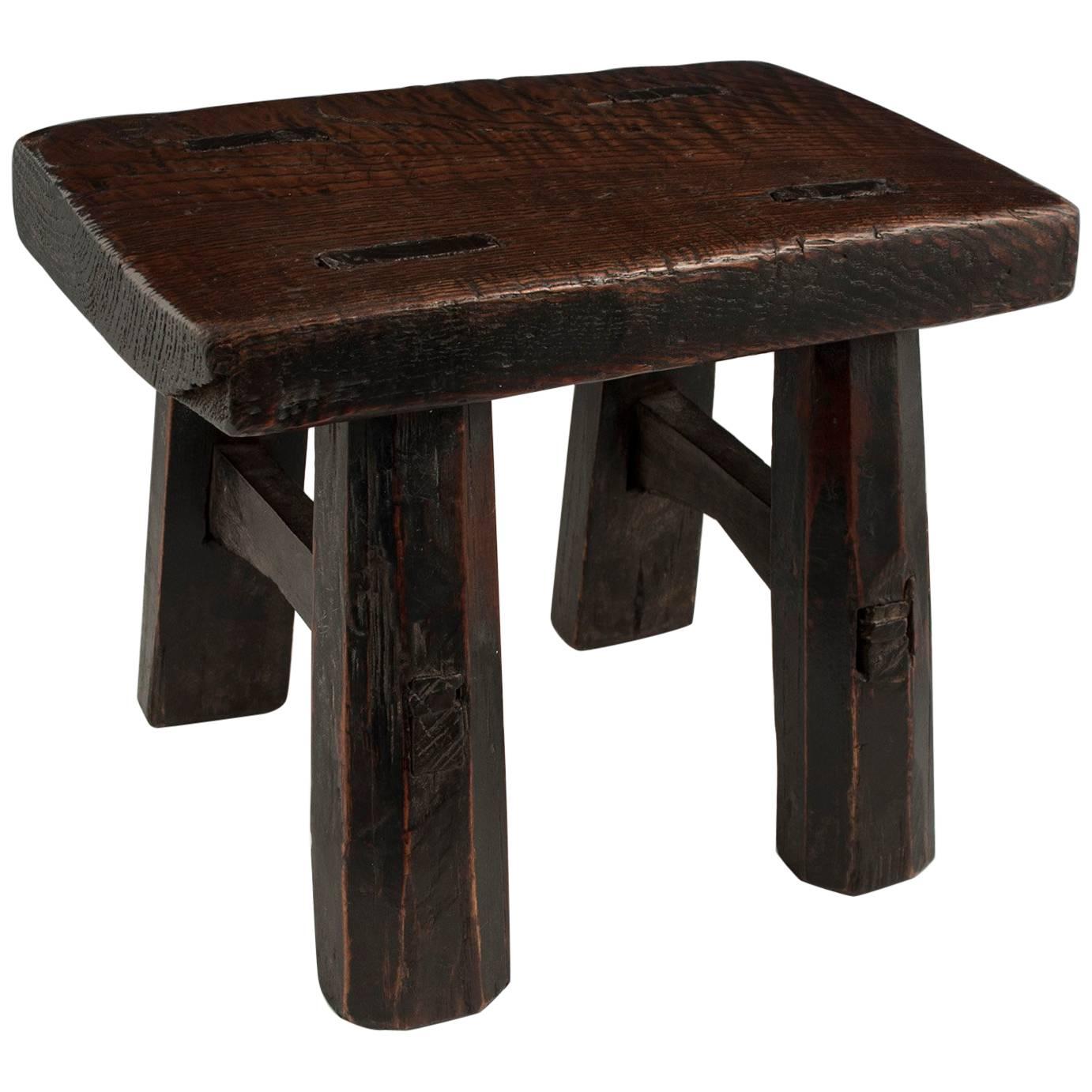 19th Century Burl Wood Cricket Stool from China