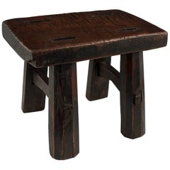 Antique 19th Century Burl Wood Cricket Stool from China