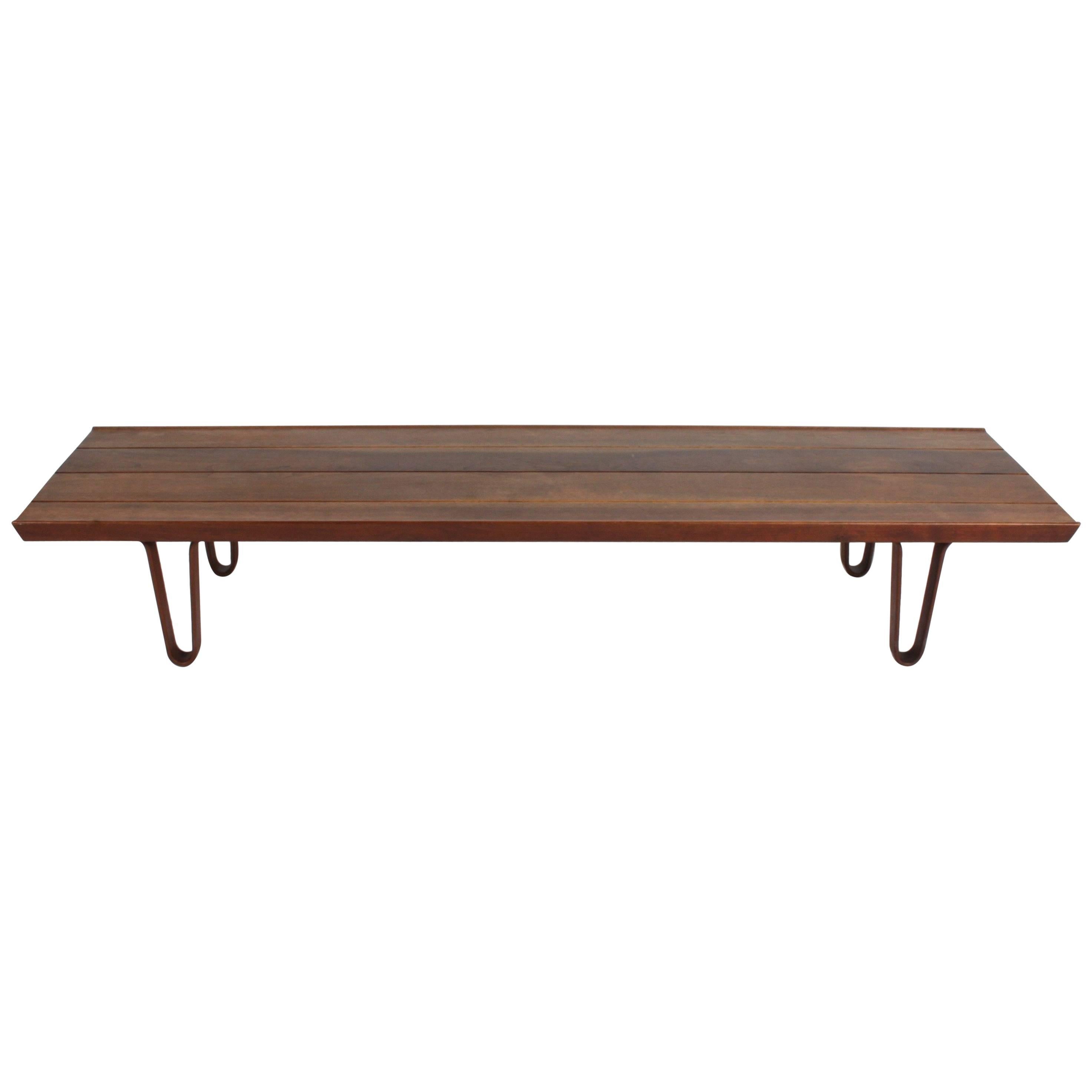 Edward Wormley for Dunbar Long John Bench or Coffee Table in Sap Walnut 