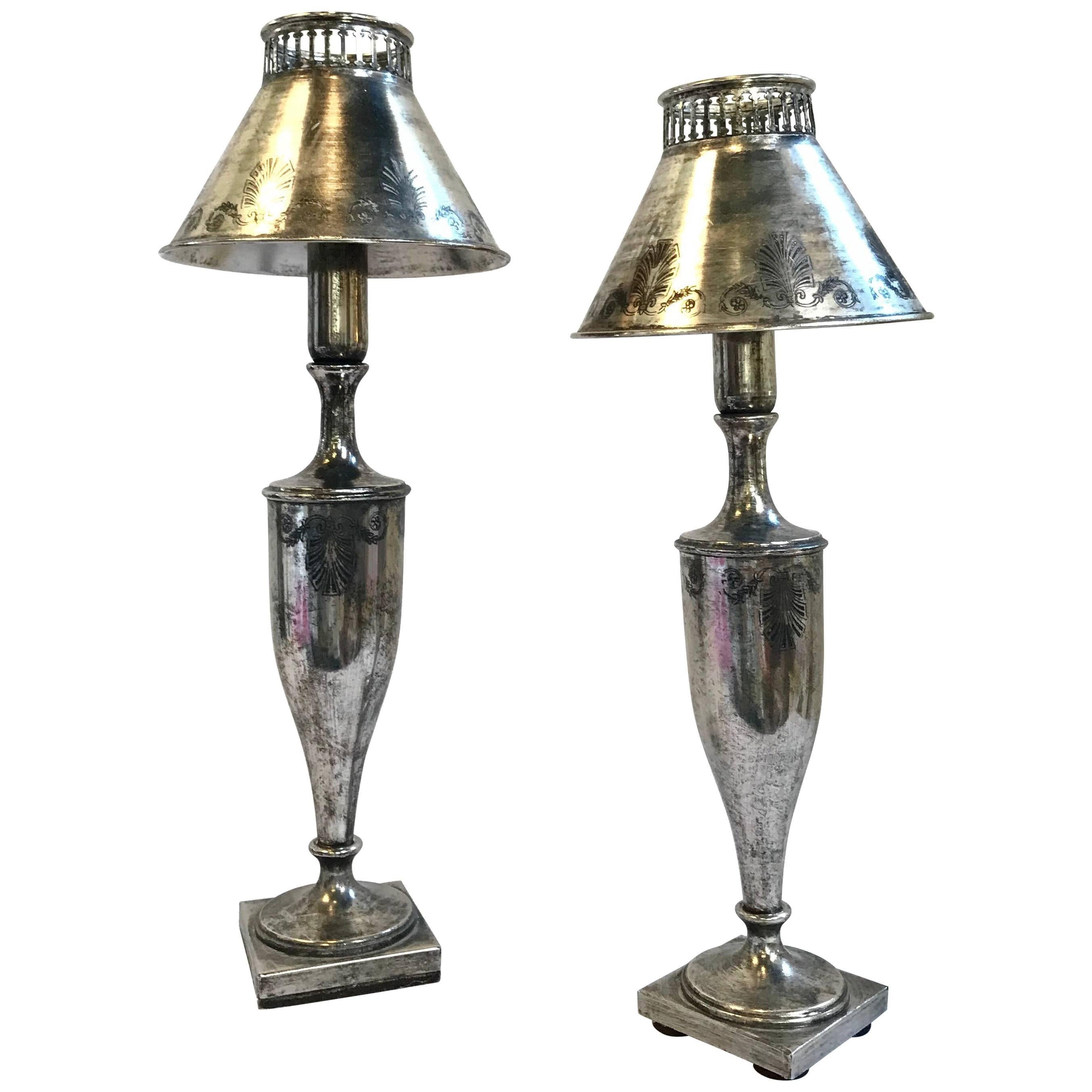 English Urn Form Buffet Lamps of a Petite Size, a Pair For Sale at 1stDibs