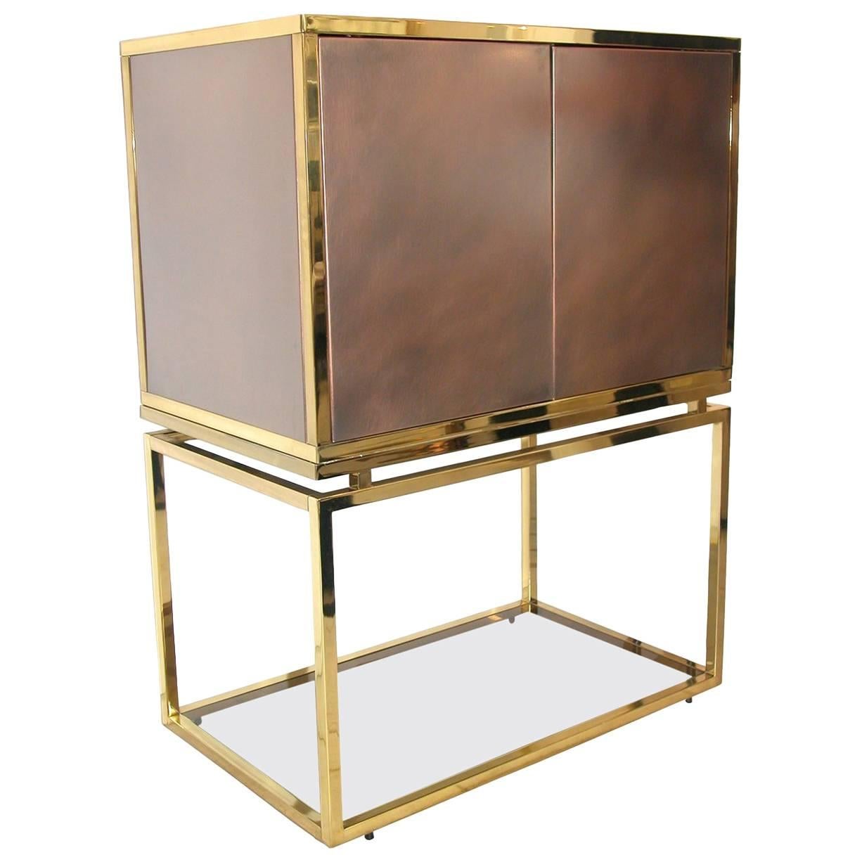 Copper and Brass 1960s Metal Cabinet For Sale