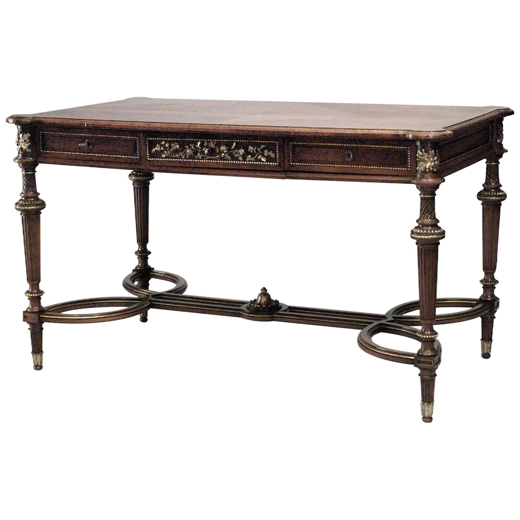 French Louis XVI Style Walnut Center Table For Sale