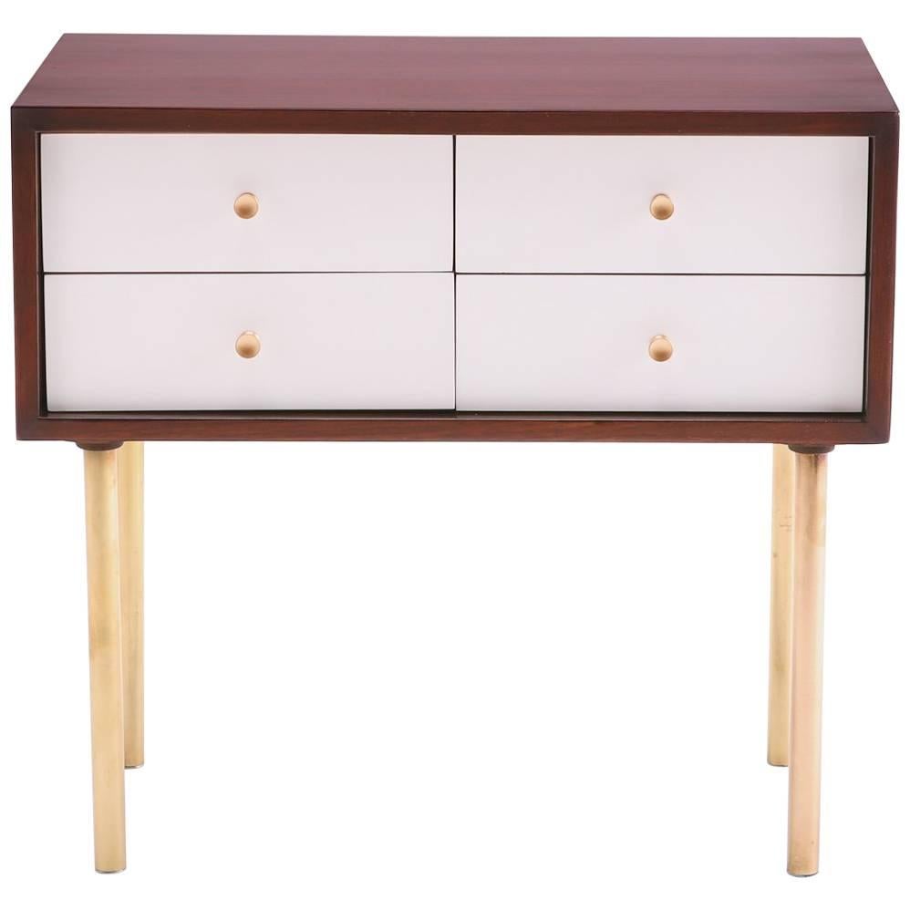 Harvey Probber Walnut Brass and Lacquered Chest