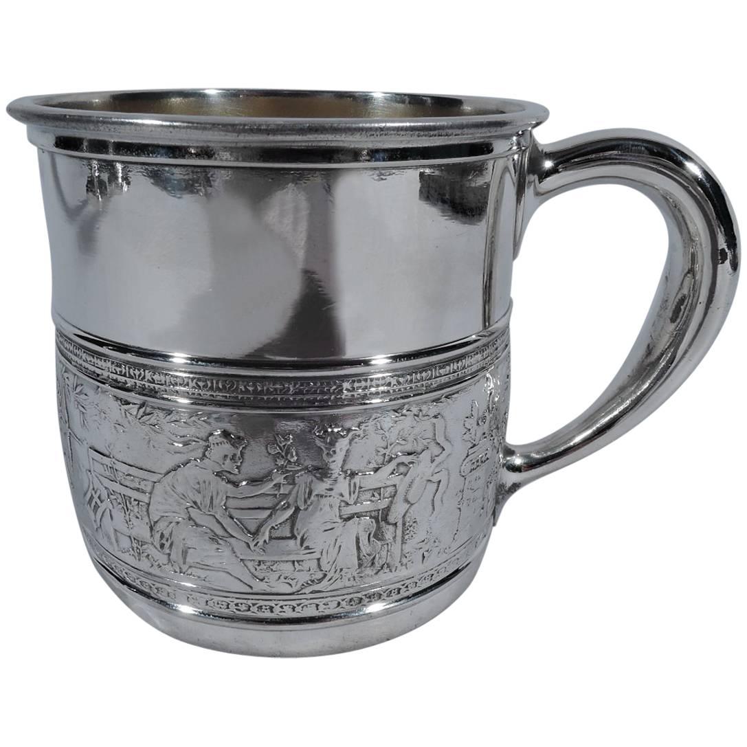 Antique Gorham Sterling Silver Baby Cup with Classical Frieze