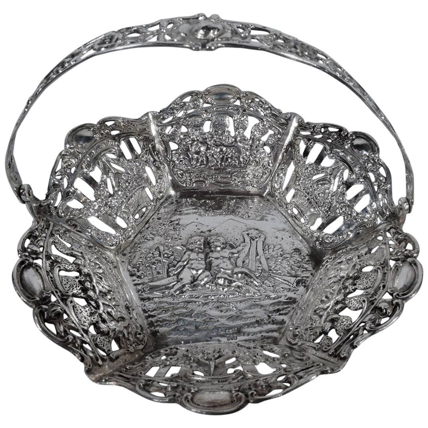 Antique German Rococo Silver Basket For Sale at 1stDibs