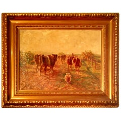 August Kaufhold 19th Century Oil on Canvas Painting Gild Frame