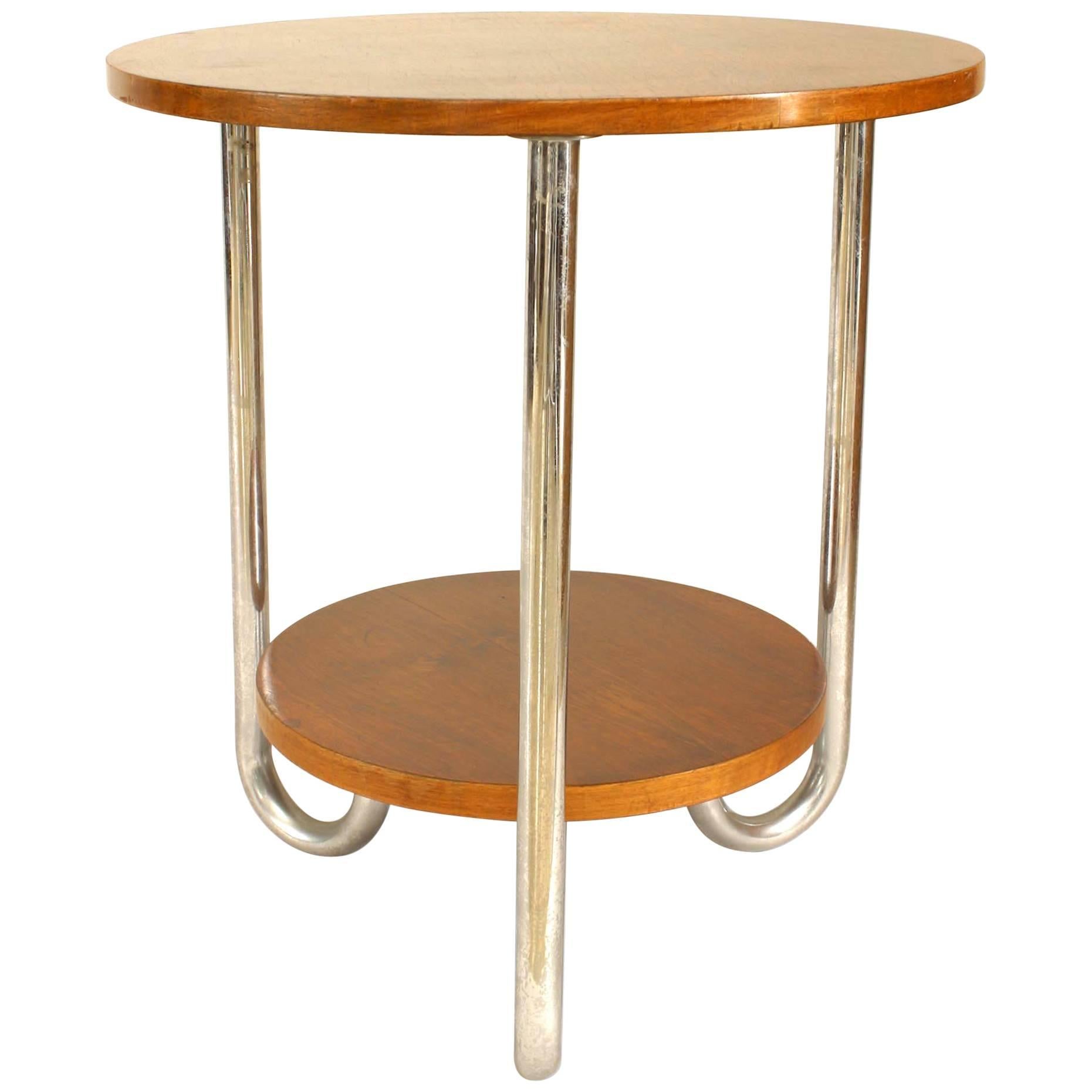 French Art Deco Fruitwood End Table