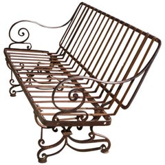 Antique French Iron Park Bench