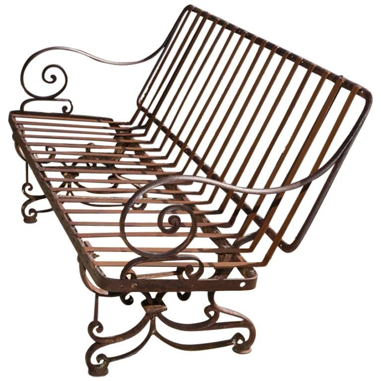 Antique French Iron Park Bench For Sale at 1stdibs
