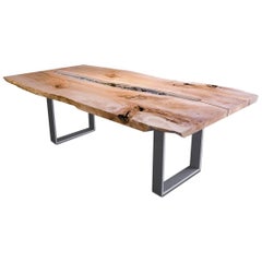 Live Edge Maple Tidepool Dining Table with Steel Base