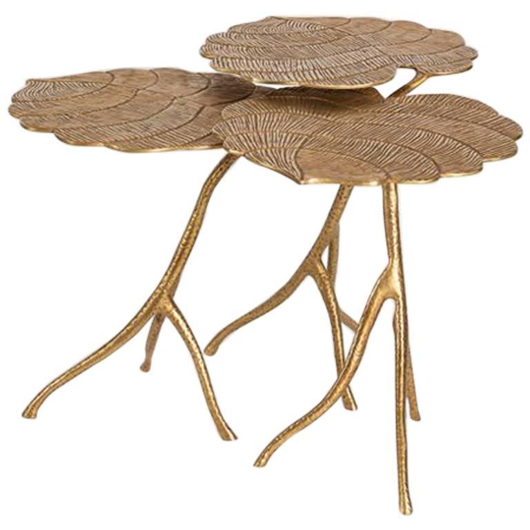 Franck Evennou, Taro, Set of Three Bronze Nesting Tables, Bronze, France, 2018 For Sale