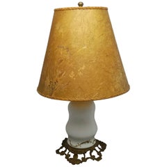 19th Century Art Nouveau Porcelain Vases Table Lamp Bronze Mounting Skin Screen