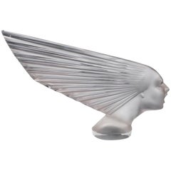 Vintage Rene Lalique Victoire Spirit of the Wind Glass Car Mascot, 20th Century