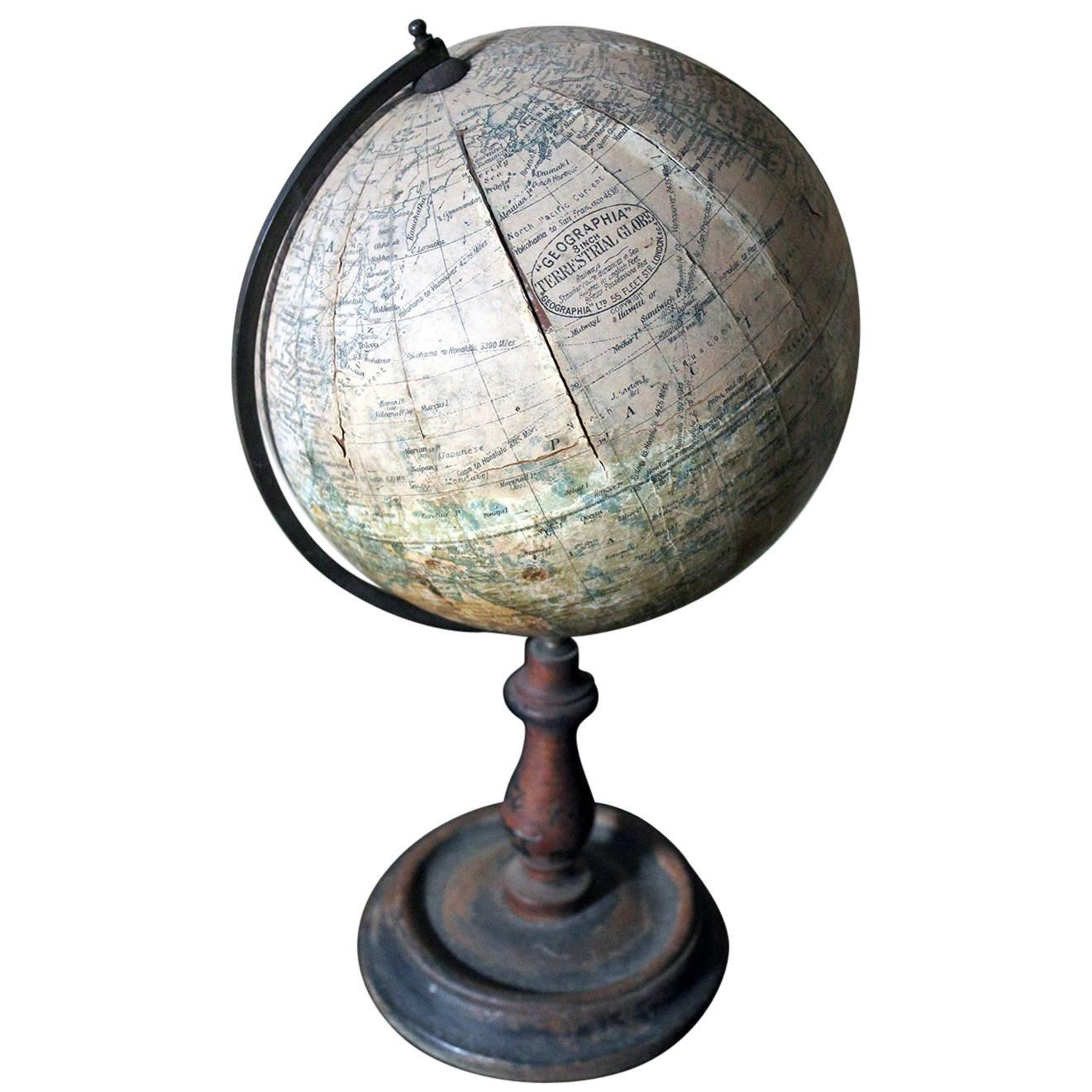 Early 20th Century 8” Terrestrial Table Globe ‘Geographia’, circa 1920-1925