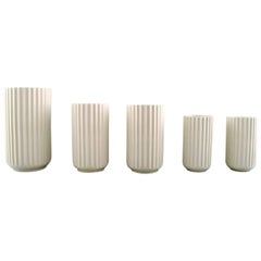 Vintage Five Early Lyngby Porcelain Vases
