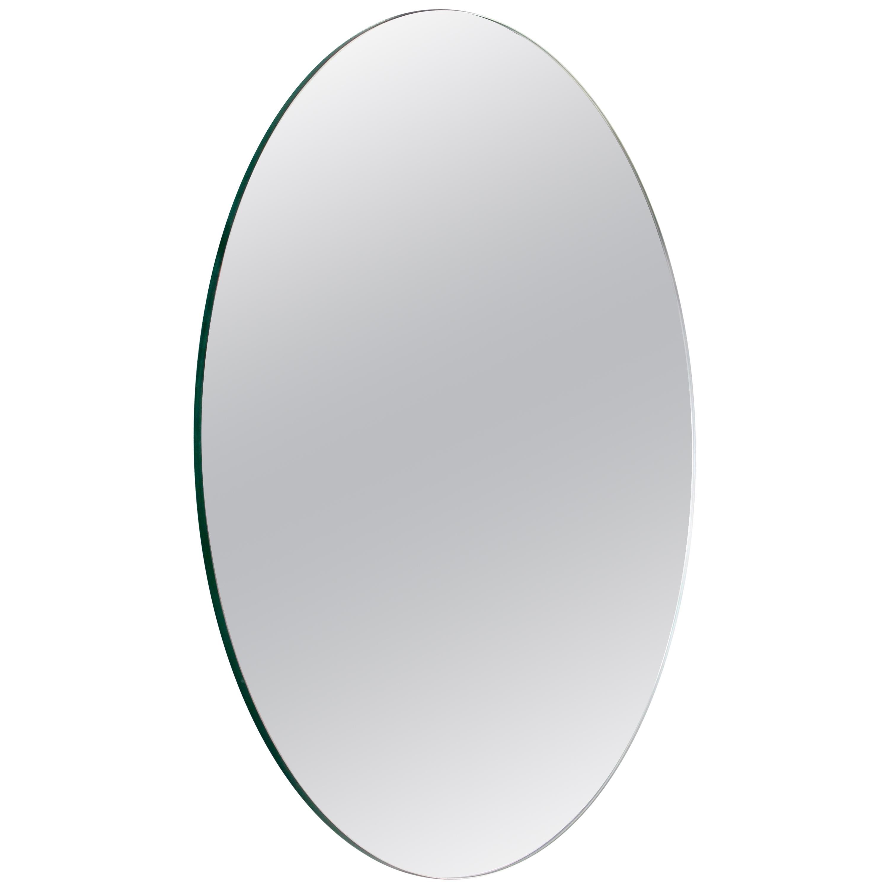 Orbis Round Minimalist Contemporary Frameless Mirror, Medium