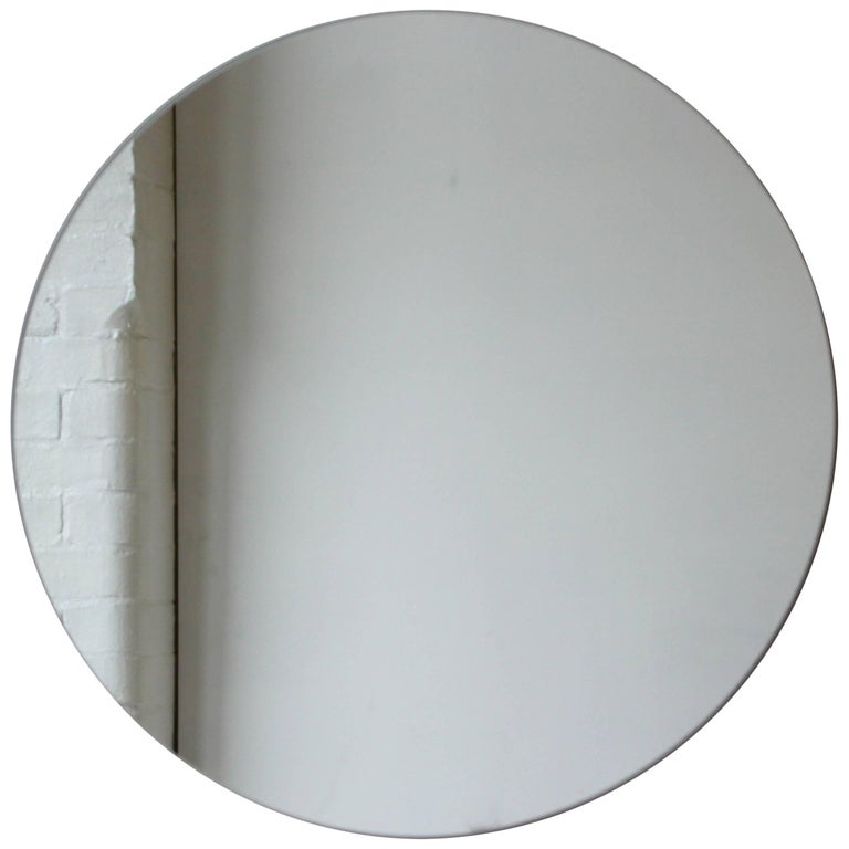 Beveled Silver Orbis Round Mirror Frameless Diam 50cm 19 7 For Silver Orbis Round Mirror Frameless Dia 50cm 19 7