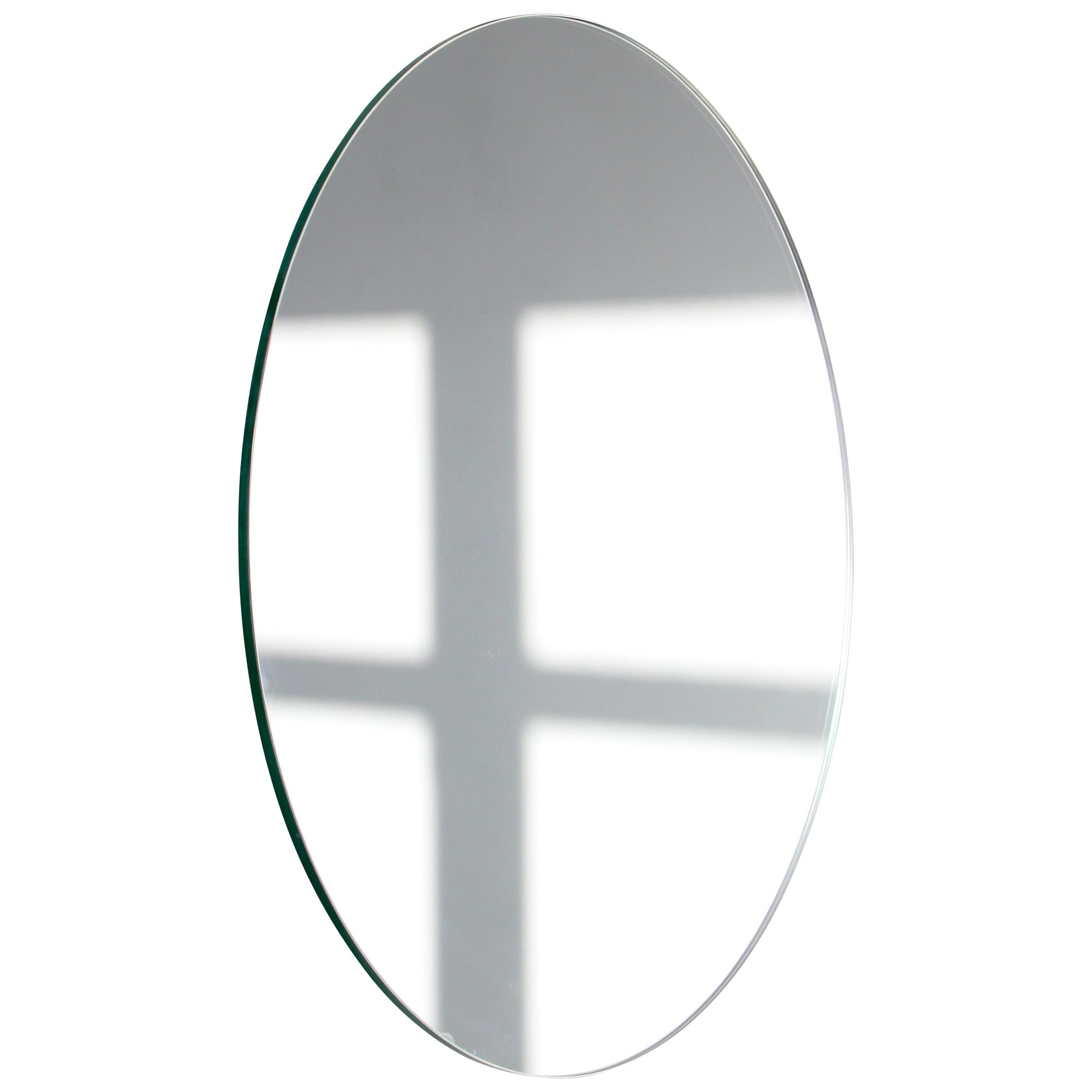Orbis Round Minimalist Frameless Mirror with Floating Effect, Regular