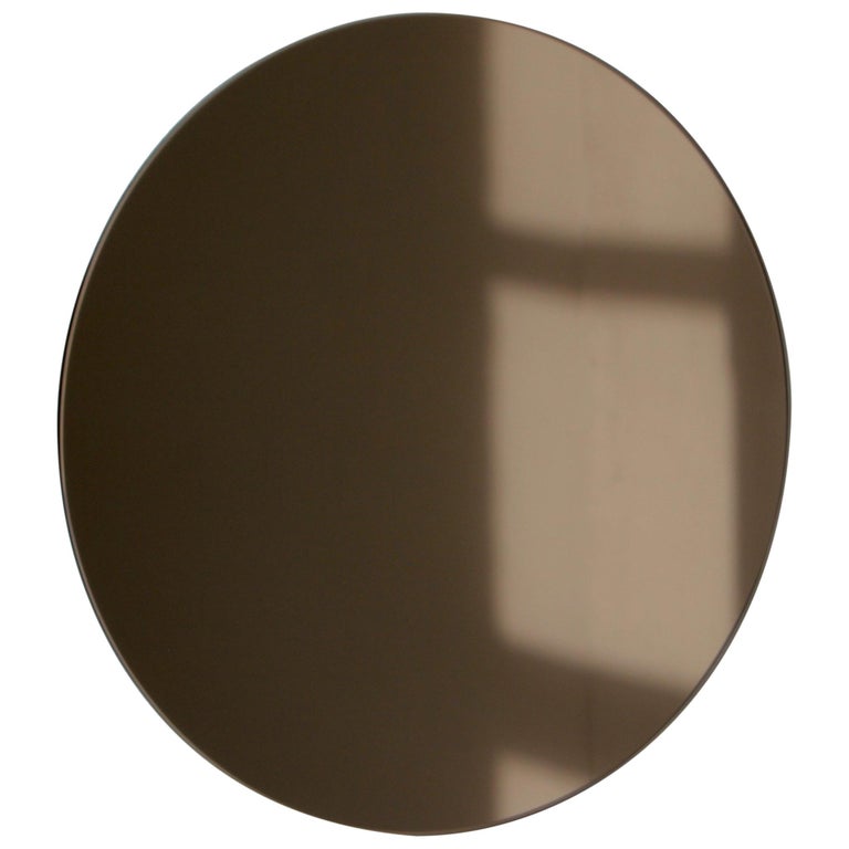 Orbis Bronze Tinted Round Frameless Customisable Contemporary Mirror - Medium For Sale
