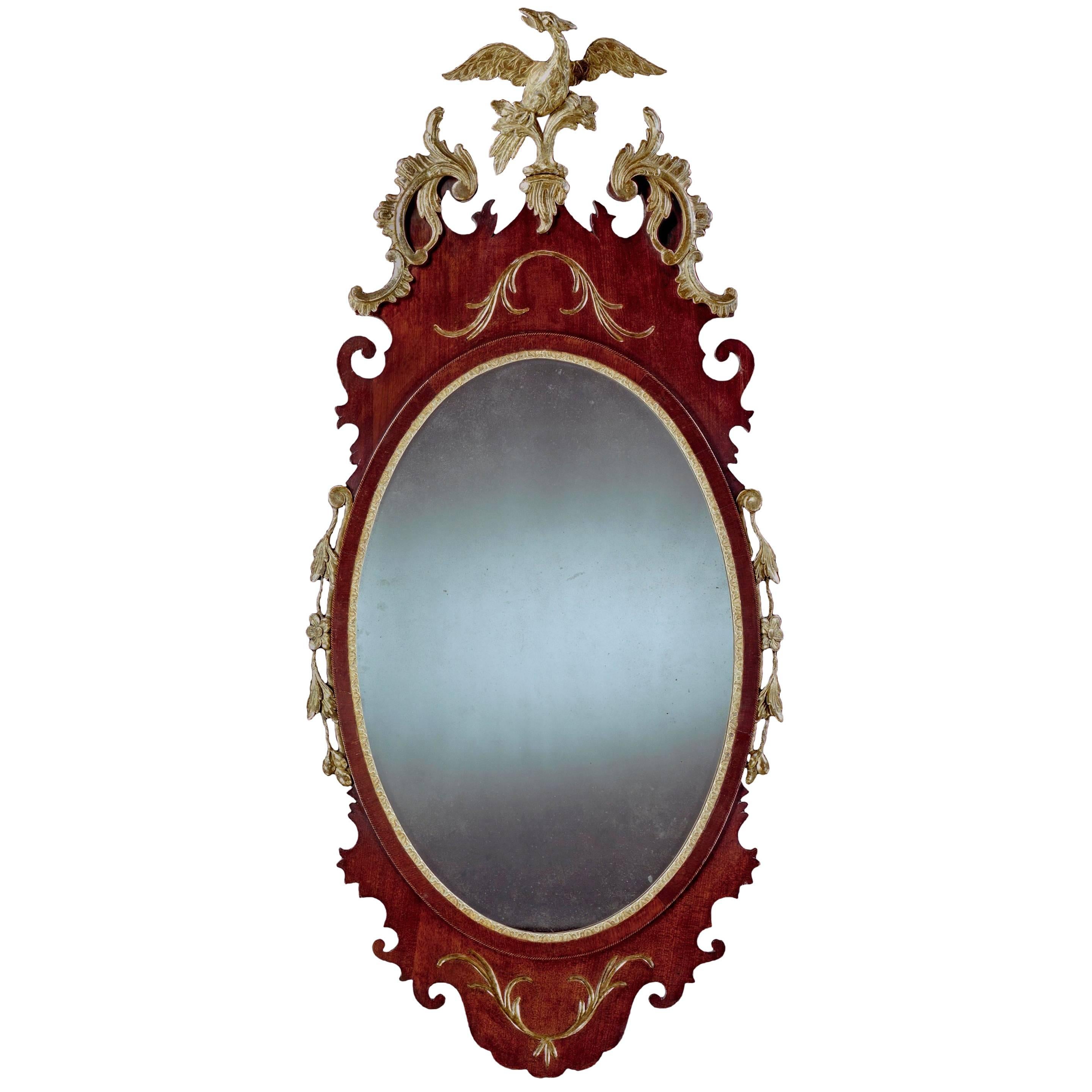 American George III Period Mahogany and Parcel-Gilt Mirror For Sale