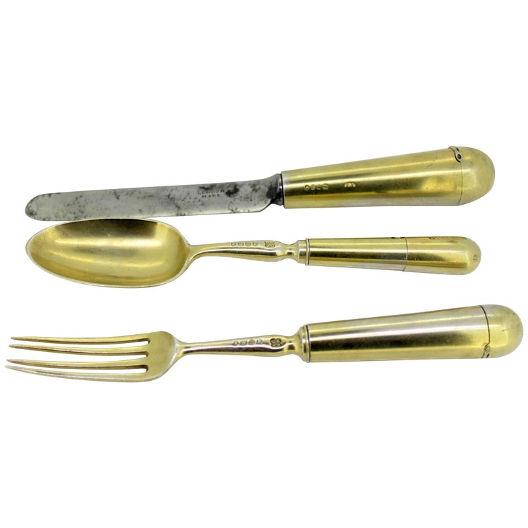 Victorian Silver Picnic Utensil Set, Wright and Davies, London, 1872