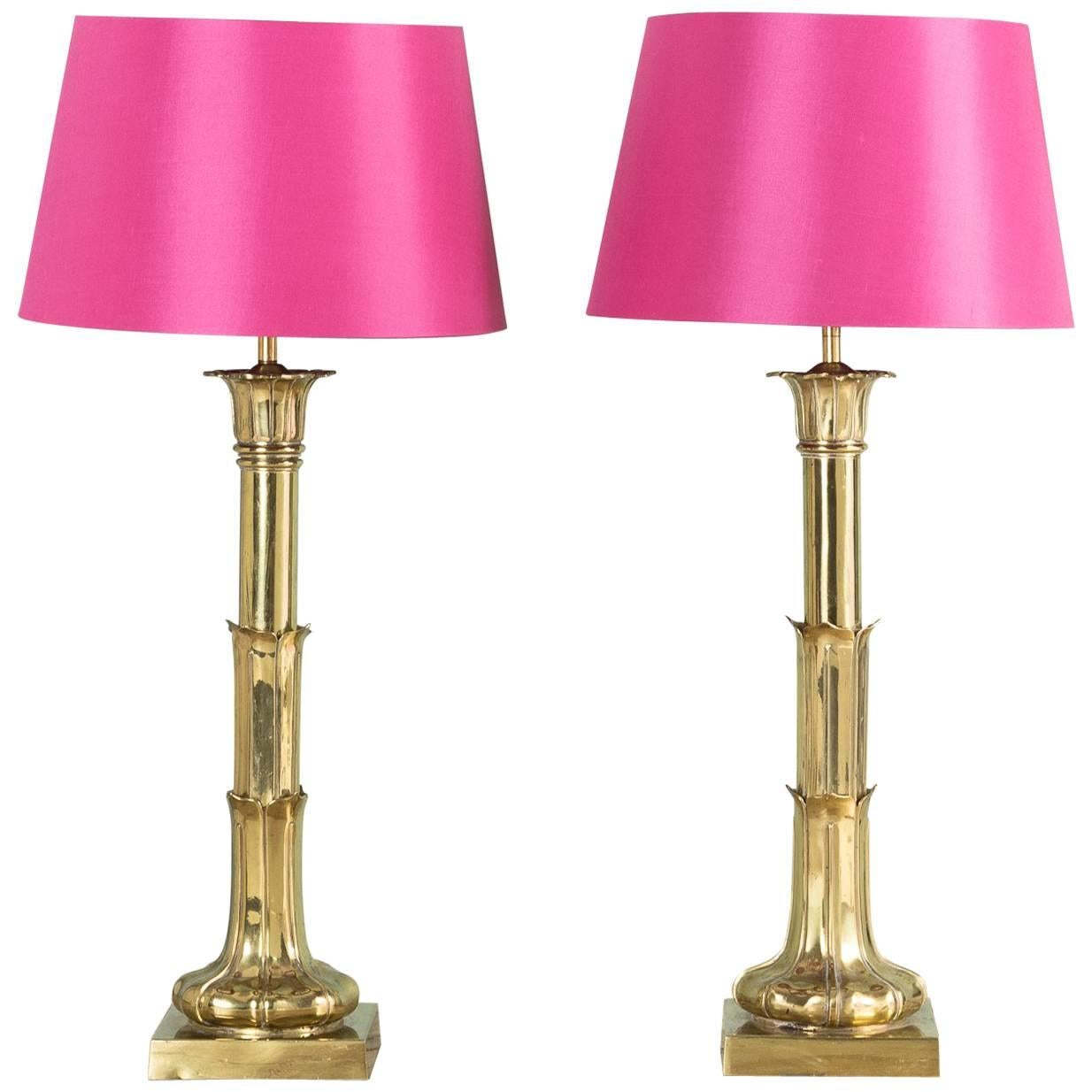Pair of Nineteenth Century Brass Table Lamps