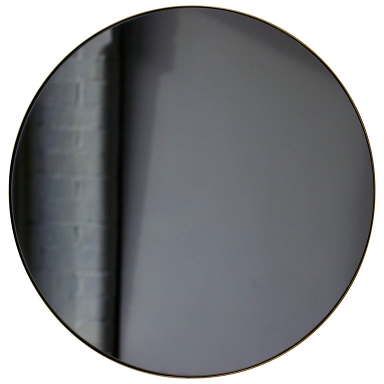 Bronze Tinted Orbis Round Mirror With Black Frame Dia 60cm 23 6 Black Tinted Orbis Round Mirror With Polished Brass Frame Dia 60cm 23 6