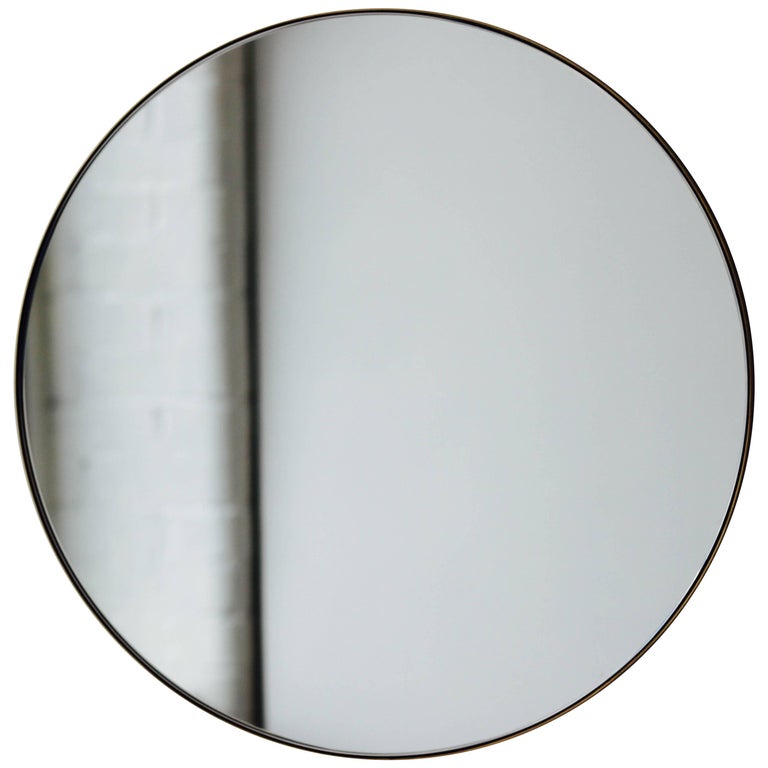 Orbis Round Mirror Silver With Ivory Antiqued Finish Dia 40cm Silver Orbis Round Mirror With Polished Brass Frame Dia 40cm 15 8