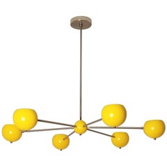 Model 320 "Aster" Nickel + Yellow Enamel Chandelier by Blueprint Lighting, NYC