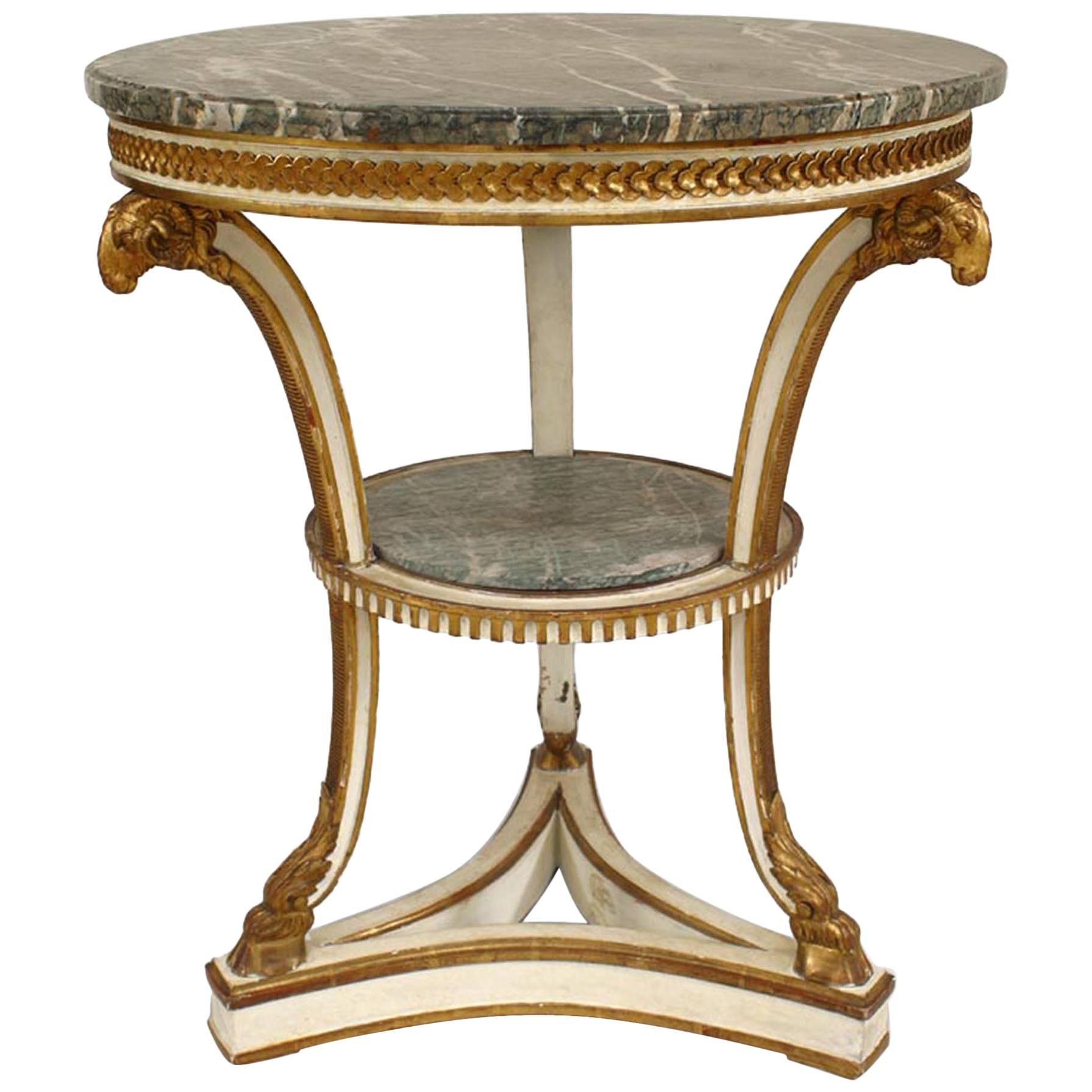 French Louis XVI Gilt Gueridon Marble Table