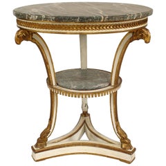 Table Guéridon française Louis XVI en marbre doré