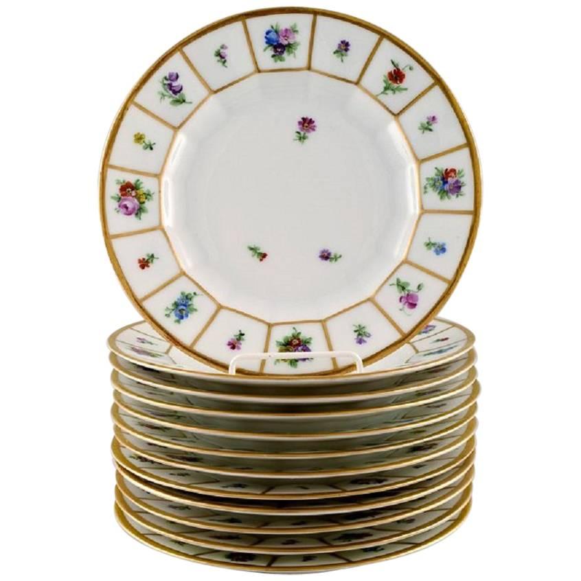 12 Royal Copenhagen Henriette, Hand-Painted Porcelain Henriette Lunch Plates