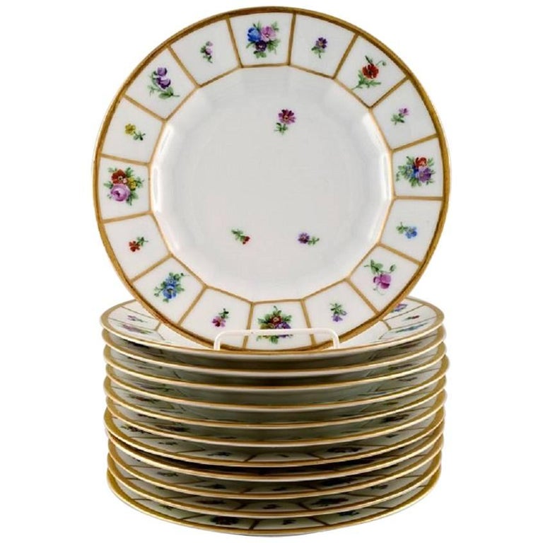 12 Royal Copenhagen Henriette, HandPainted Porcelain Henriette Lunch