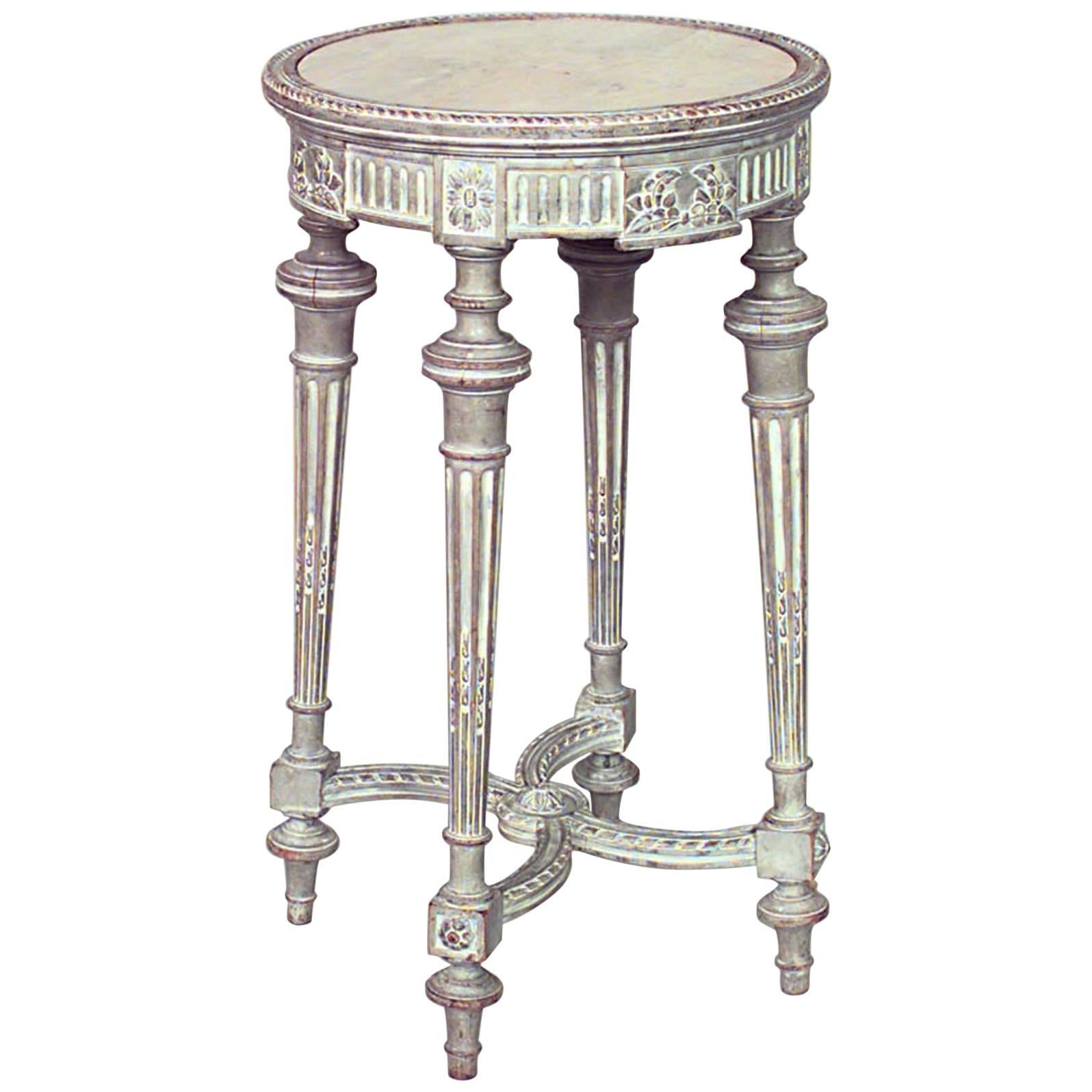French Louis XVI Bleached Round End Table For Sale